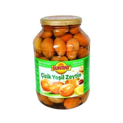 Grüne Oliven angeschn 1550g Gl.