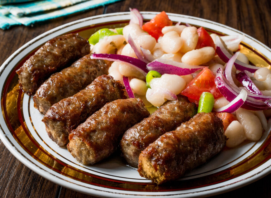 Turkish Tekirdag or inegöl Kofte with Piyaz Salad / Kofta