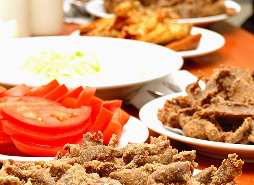 Traditional Edirne liver kebab aka Edirne tava cigeri